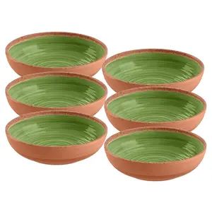 Purely Home Rustic Swirl Green Melamine Bowls - Set of 6