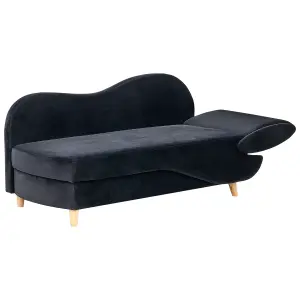 Right Hand Velvet Chaise Lounge with Storage Black MERI II