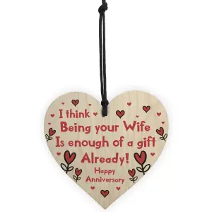 Red Ocean Funny Anniversary Gift For Wife Novelty Wooden Heart Sign Anniversary Gift For Her