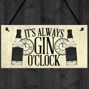 Red Ocean Gin O'Clock Friend House Warming Birthday Gift Plaque Garden Kitchen Gin  Tonic Sign