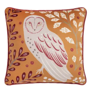 Enchanted Owl Print Velvet Filled Cushion