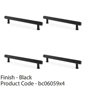 4 PACK - Reeded T Bar Pull Handle - Matt Black 160mm Centres SOLID BRASS Drawer Lined