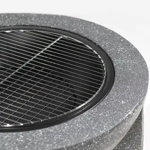 75cm Dark Grey Round Fire Pit - Versatile BBQ Grill and Garden Heater for Parties