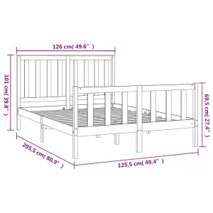 Berkfield Bed Frame with Headboard Black 120x200 cm Solid Wood Pine