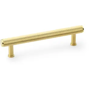 Knurled T Bar Pull Handle - Satin Brass - 128mm Centres Premium Drawer Door