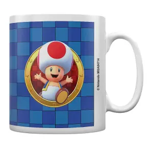 Super Mario Portrait Toad Mug Blue/White (One Size)