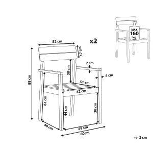 Set of 2 Garden Chairs FORNELLI Acacia Wood Light Wood