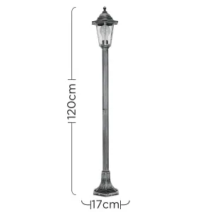 ValueLights Mayfair 1.2m Victorian Black and Silver Outdoor Garden Lamp Post Bollard and Lantern Light IP44 Rated with LED Bulb