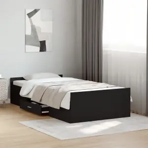 Berkfield Bed Frame with Drawers without Mattress Black 75x190 cm Small Single