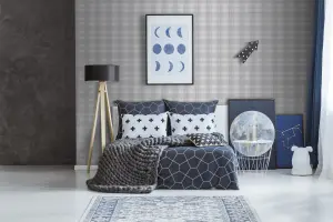 Superfresco Easy Country tartan Grey Metallic effect Embossed Wallpaper Sample