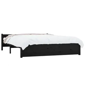 Berkfield Bed Frame Black Solid Wood 150x200 cm King Size