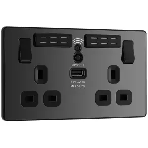 BG Evolve USB 13A Double Switched Socket, Wi-Fi Extender, Black Chrome