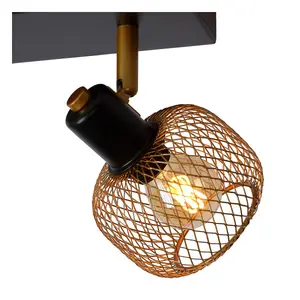 Lucide Maren Retro Twin Ceiling Spotlight - 2xE14 - Matt Gold, Brass