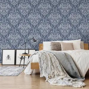 World of Wallpaper Harlen Woodland Wallpaper Navy (50340-BUR)