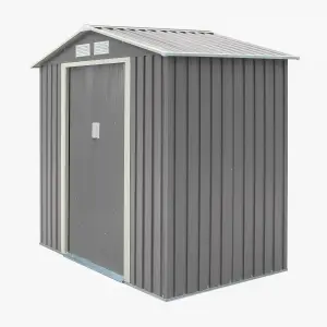 Rowlinson Trentvale 6x4 Metal Apex Shed Light Grey with Foundation Kit