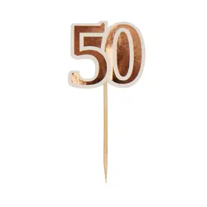 Neviti 50th Birthday Cake Topper (Pack of 10) Rose Gold (One Size)