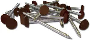 250 x Brown UPVC 40mm Poly Top Pins Nails Plastic Headed Fascia Fixings Polytop