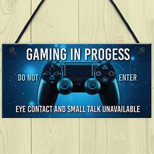 Red Ocean Funny Gamer Gift - Gaming In Progress Games Room Sign - Gaming Sign For Boys Bedroom Man Cave