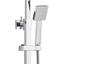 Square Thermostatic Mixer Shower Set - Dual Control Twin Head Ultra Thin Chrome