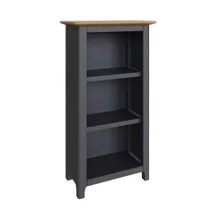 3 Tier Solid Oak Bookcase Graphite Blue