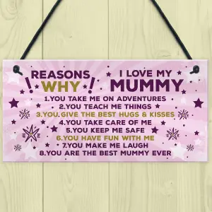 Red Ocean Reasons Why I Love My Mummy Birthday Gift Mummy Birthday Card Mothers Day Gift Plaque Mother And Daughter Gifts