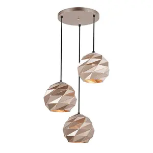 Luminosa Modern Hanging Pendant Golden 3 Light , E27