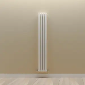 Vertical White Double Oval Panel Radiator (H)1600mm x (W)236mm, 3588 BTU.