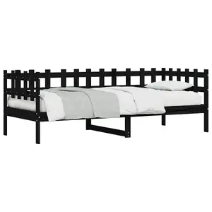 Berkfield Day Bed Black 90x190 cm Solid Wood Pine