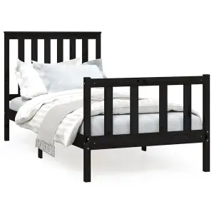 Berkfield Bed Frame with Headboard Black 90x200 cm Solid Wood Pine