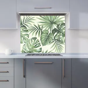 Exotic Palm Leaves Premium Glass Kitchen Splashback W900mm x H650mm