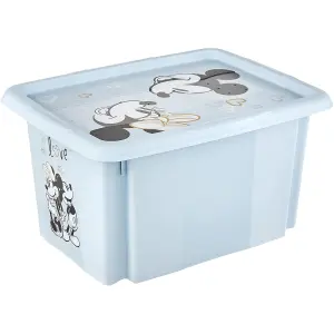 Keeeper Mickey Mouse Storage Box with Lid 15 Litre Cloudy Blue