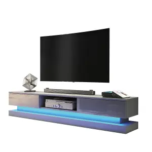 Bloom TV Unit 180cm Dark Grey with High Gloss Doors and LED Lighting - Creative Furniture