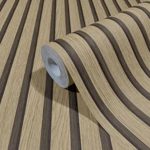 Galerie Industrial Effects Brown Stripe Wood Panel Wallpaper Roll