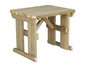 Wooden garden table, Hollies rounded outdoor pinic dining desk (4ft, Natural finish)