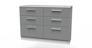 Trent 6 Drawer Wide Chest in Dusk Grey & White (Ready Assembled)