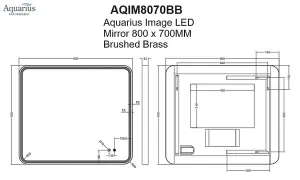 Aquarius Image LED Mirror 800 x 700MM Brushed Brass