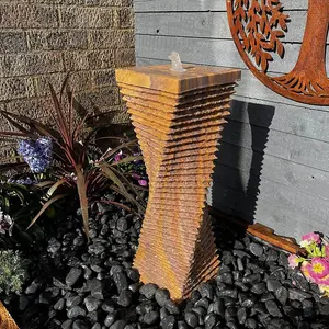 Sandstone Twist 60cm Natural Stone Solar Water Feature