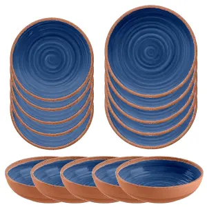 Purely Home Rustic Swirl Indigo Melamine 15 Piece Outdoor Dinnerware Set for 5