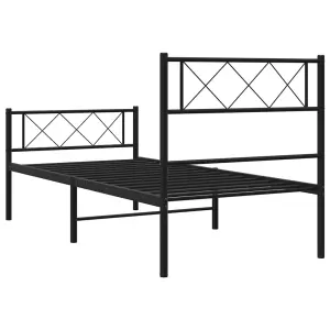 Berkfield Metal Bed Frame with Headboard and Footboard Black 75x190 cm 2FT6 Small Single