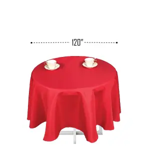 Neel Blue Polyester Tablecloth Round 120" - Red