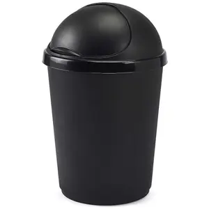 1 x 50L Black Kitchen Bullet Bin With Roll Open Lid For Home, Kitchen & Office