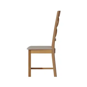 FWStyle Pair Of Cross Back Solid Natural Oak Dining Chairs