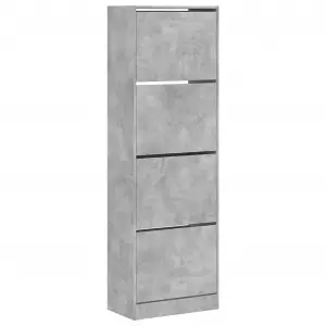 Berkfield Shoe Cabinet with 4 Flip-Drawers Concrete Grey 60x34x187.5 cm