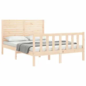 Berkfield Bed Frame with Headboard Small Double Solid Wood