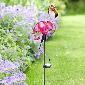 Solar Flamingo Stake Light Large Garden Ornament LED Light Up Bird Statue 90cm