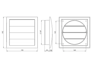 White Duct Gravity Flaps 190mm x 190mm / 150mm Vent Cover