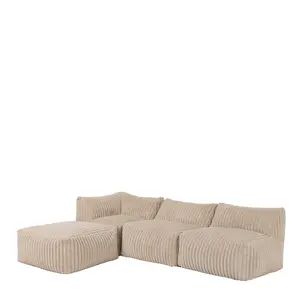 icon Tetra Ribbed Faux Fur Modular Sofa Bean Bag - Natural (4pc, Combination 1)