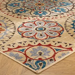 Persian Easy to Clean Floral Graphics Multi Traditional Dining Room Rug-120cm X 170cm