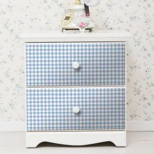 Blue White Tartan Self-Adhesive Vinyl Decor DIY Arts Craft Furniture Wall