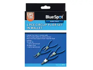 Bluespot 4pc Circlip Snap Ring Pliers Internal External Bent Straight Plier Set